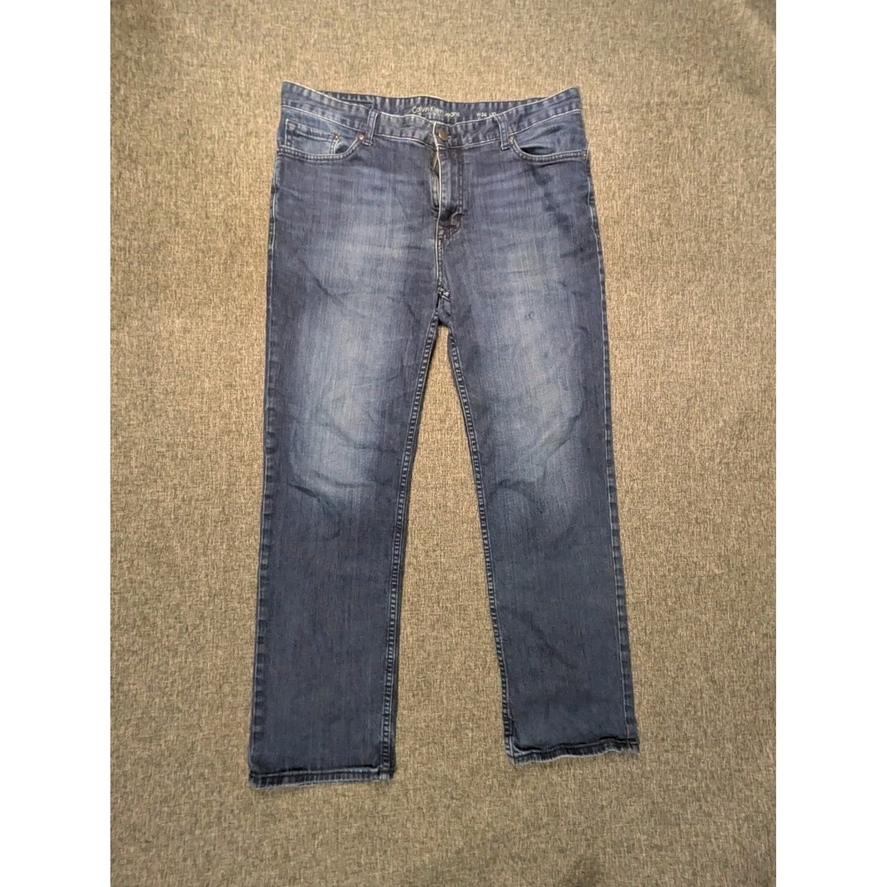 Calvin Klein Jeans Men's CKJ 36x32 Blue Dark Wash‎ Mid Rise Straight Demin Pants